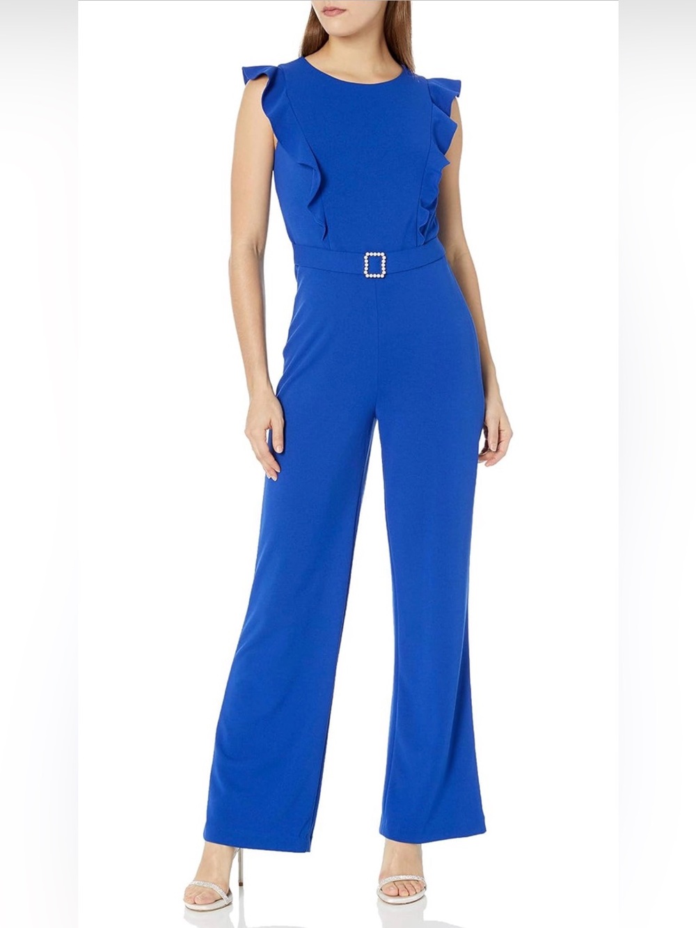BETSEY JOHNSON Blue Ruffle Belted Wide Leg Jumpsuit Size 18 Women’s NWT